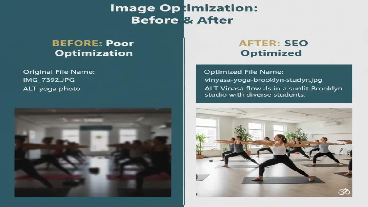 Poor vs Optimized Image File Names and ALT Text Examples